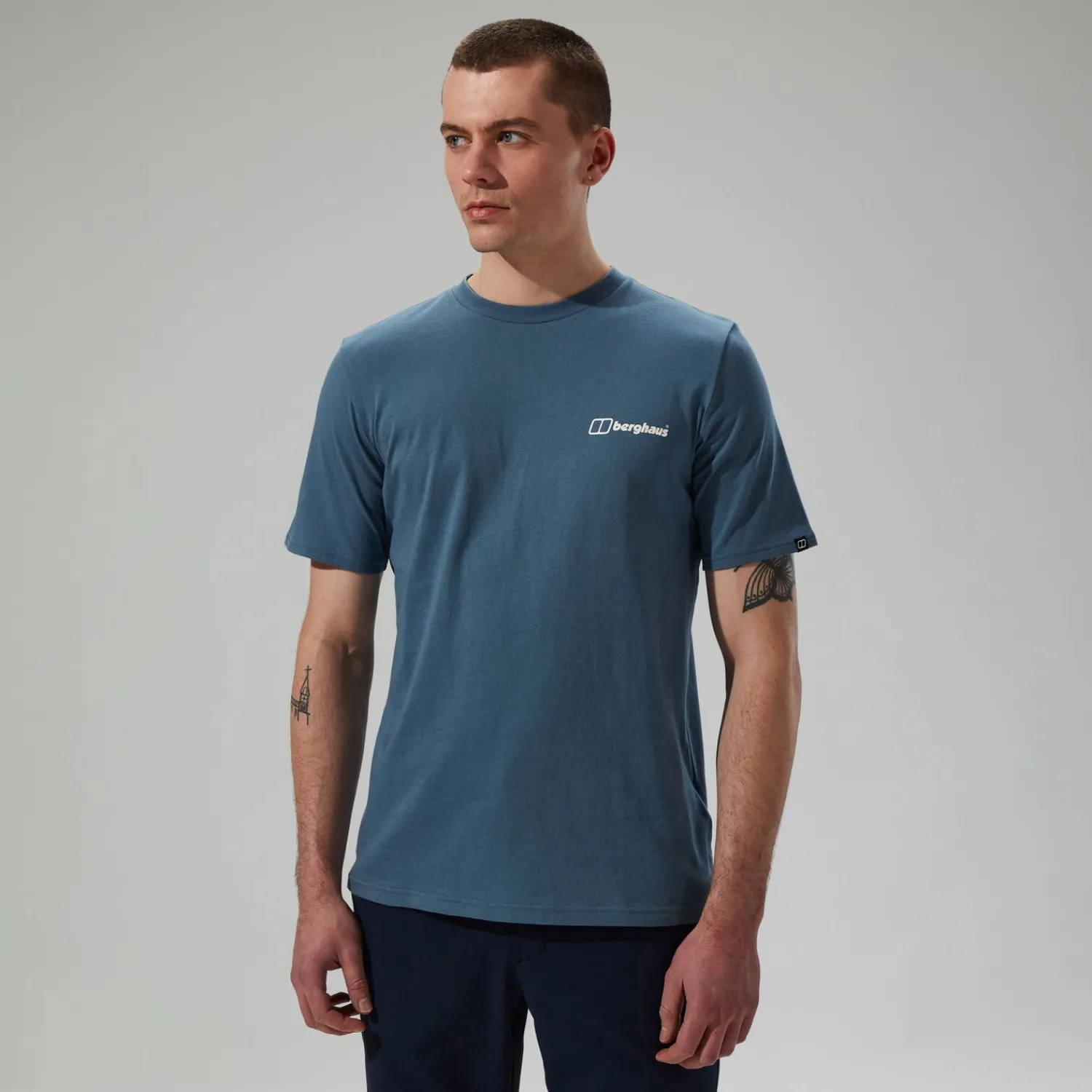 Berghaus Men's Cheviot Box Logo Short Sleeve T-Shirt - Blue Fashion