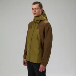 Berghaus Men's Deluge Pro 3.0 Waterproof Jacket - Green/Brown Clearance
