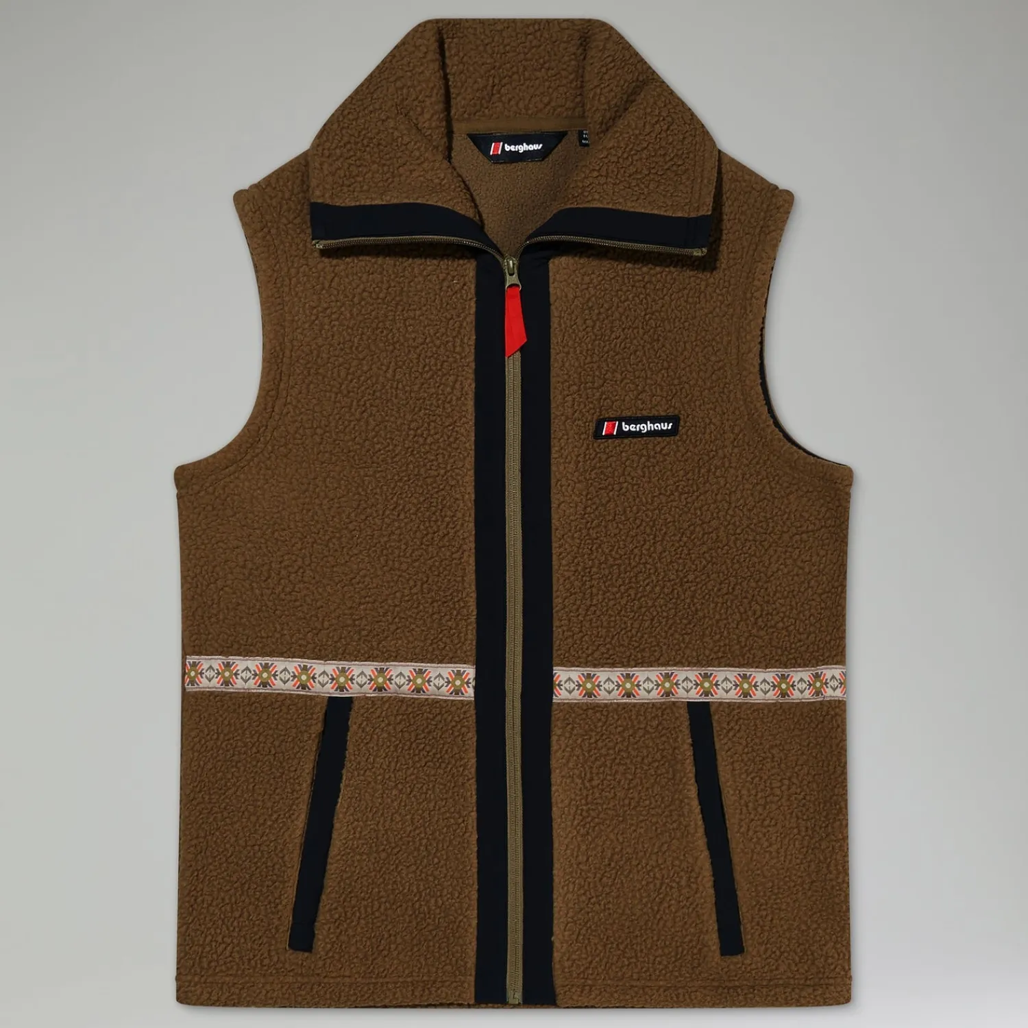 Berghaus Unisex Rhynie Aztec Fleece Gilet - Brown/Black Hot