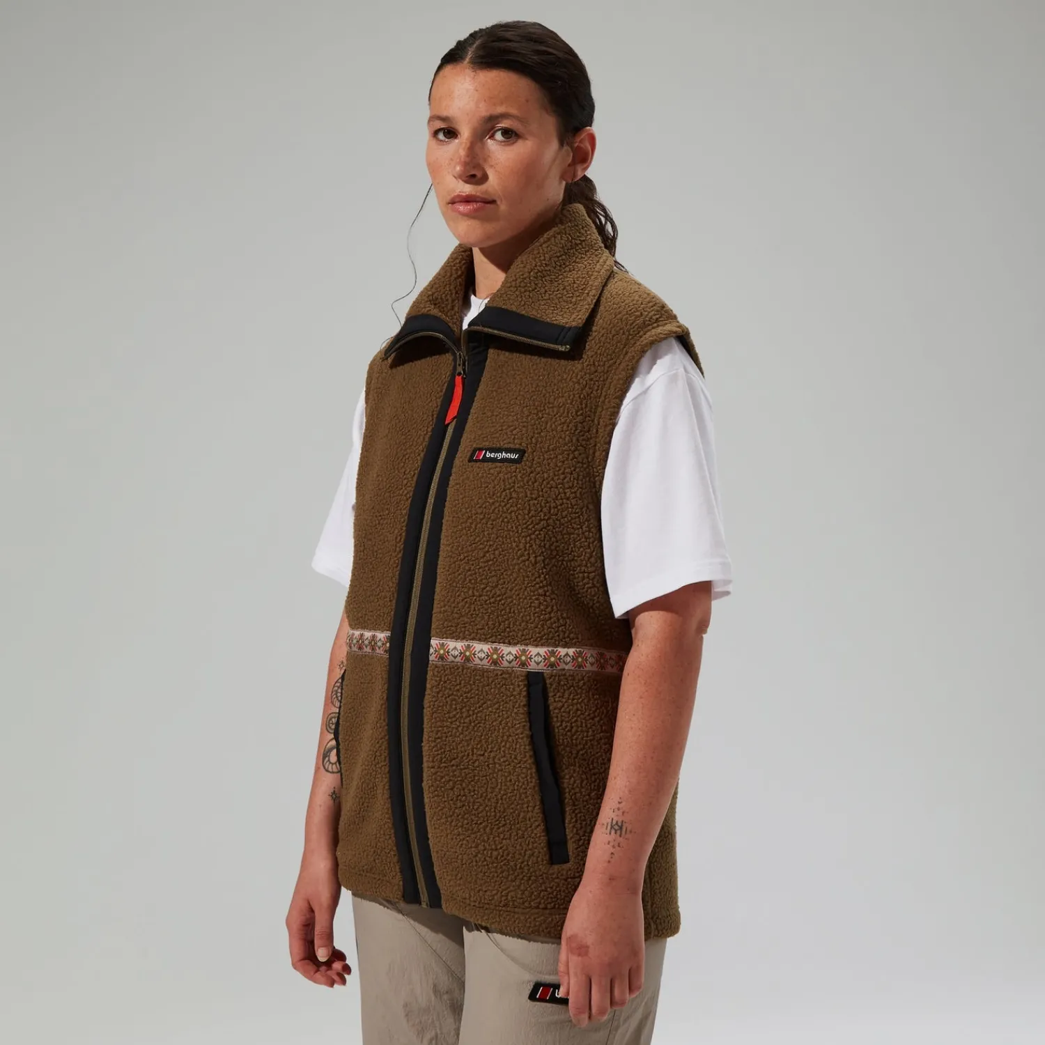 Berghaus Unisex Rhynie Aztec Fleece Gilet - Brown/Black Hot