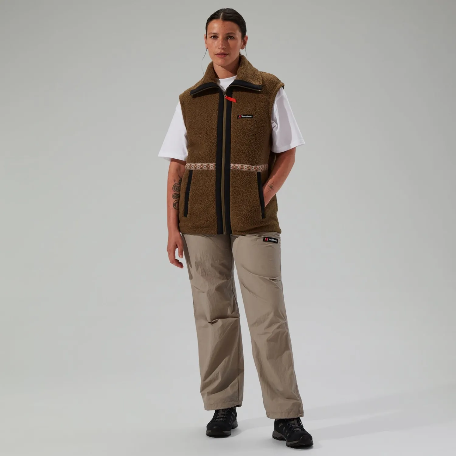 Berghaus Unisex Rhynie Aztec Fleece Gilet - Brown/Black Hot