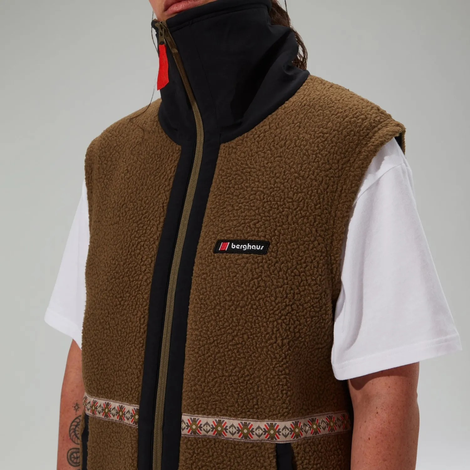 Berghaus Unisex Rhynie Aztec Fleece Gilet - Brown/Black Hot