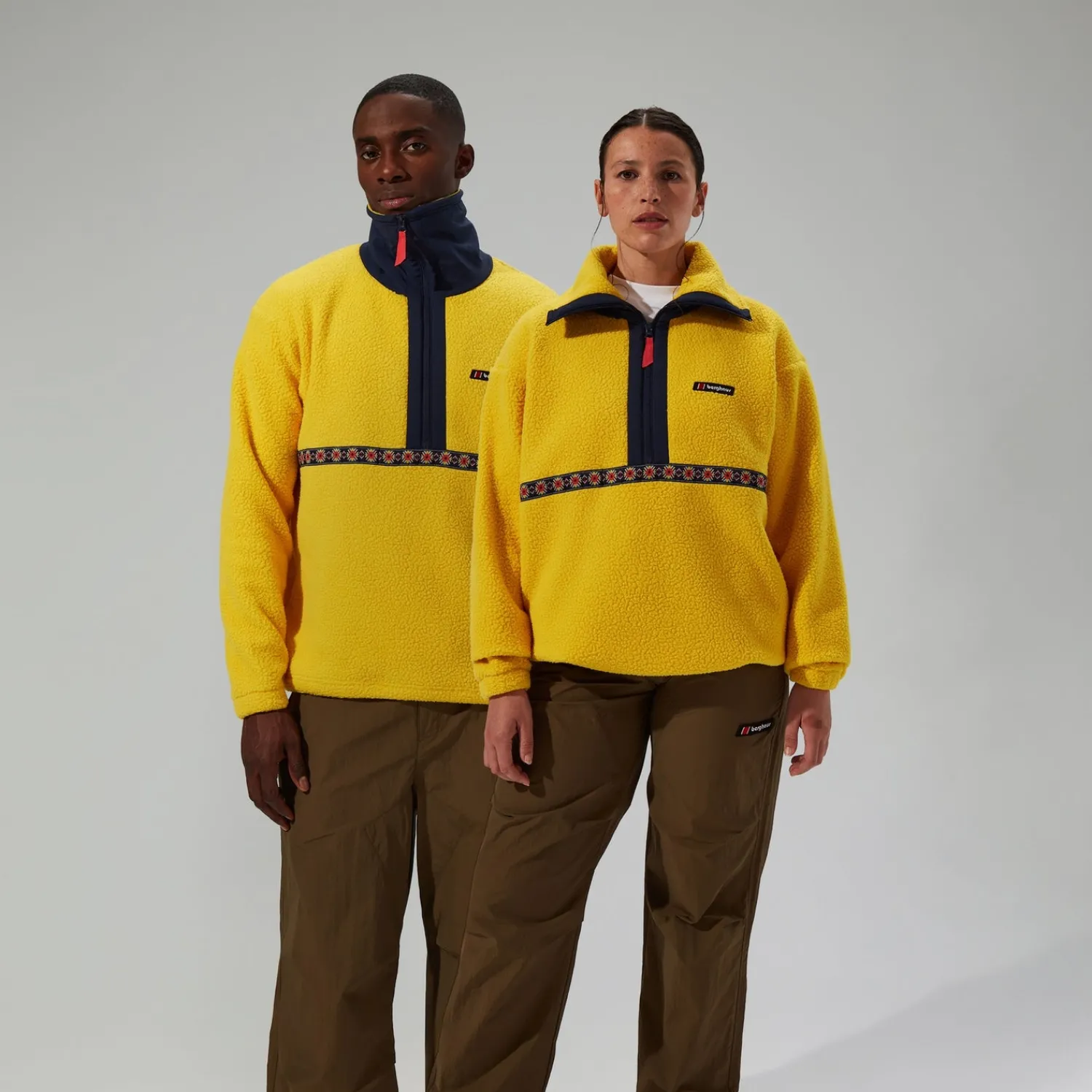 Berghaus Unisex Rhynie Aztec Half Zip Fleece - Yellow/Blue Fashion