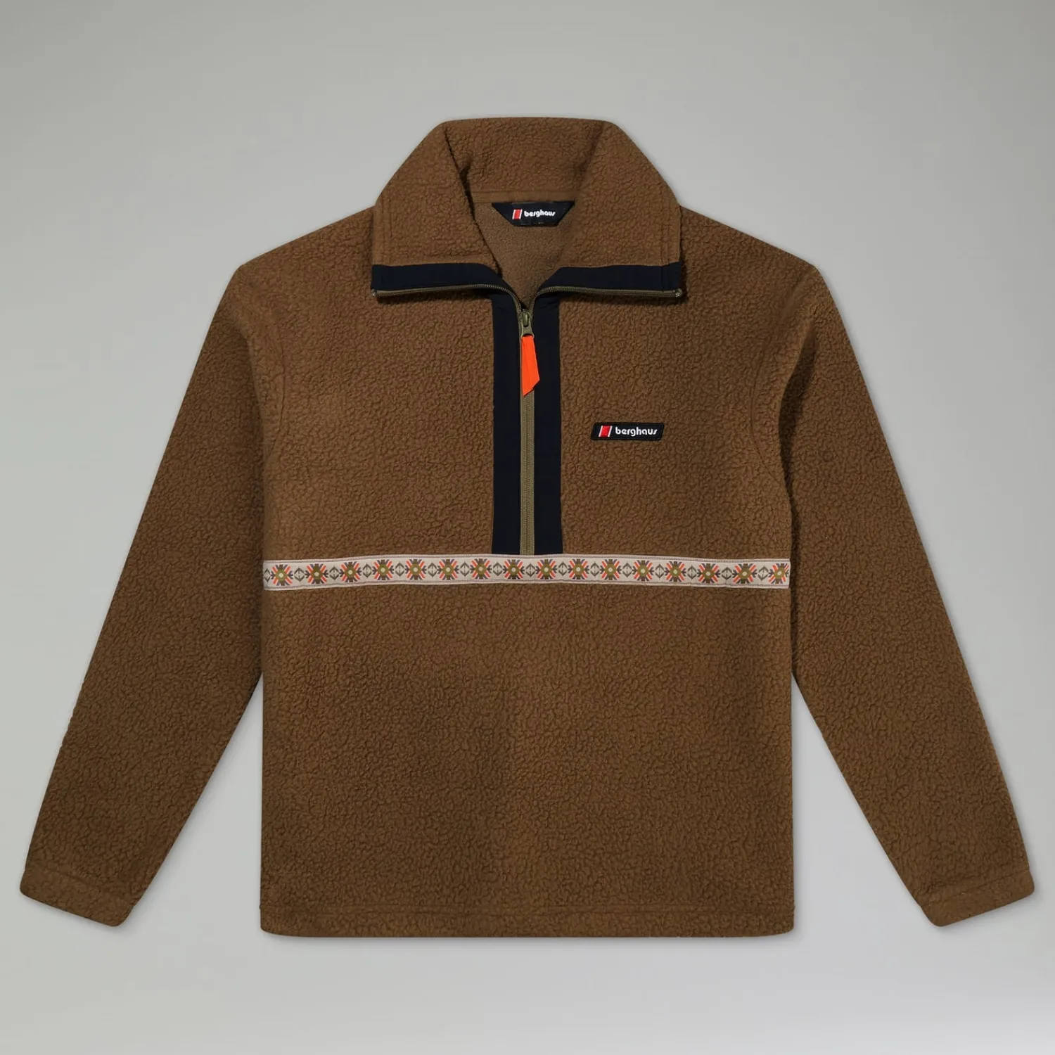 Berghaus Unisex Rhynie Aztec Half Zip Fleece - Brown/Black Clearance