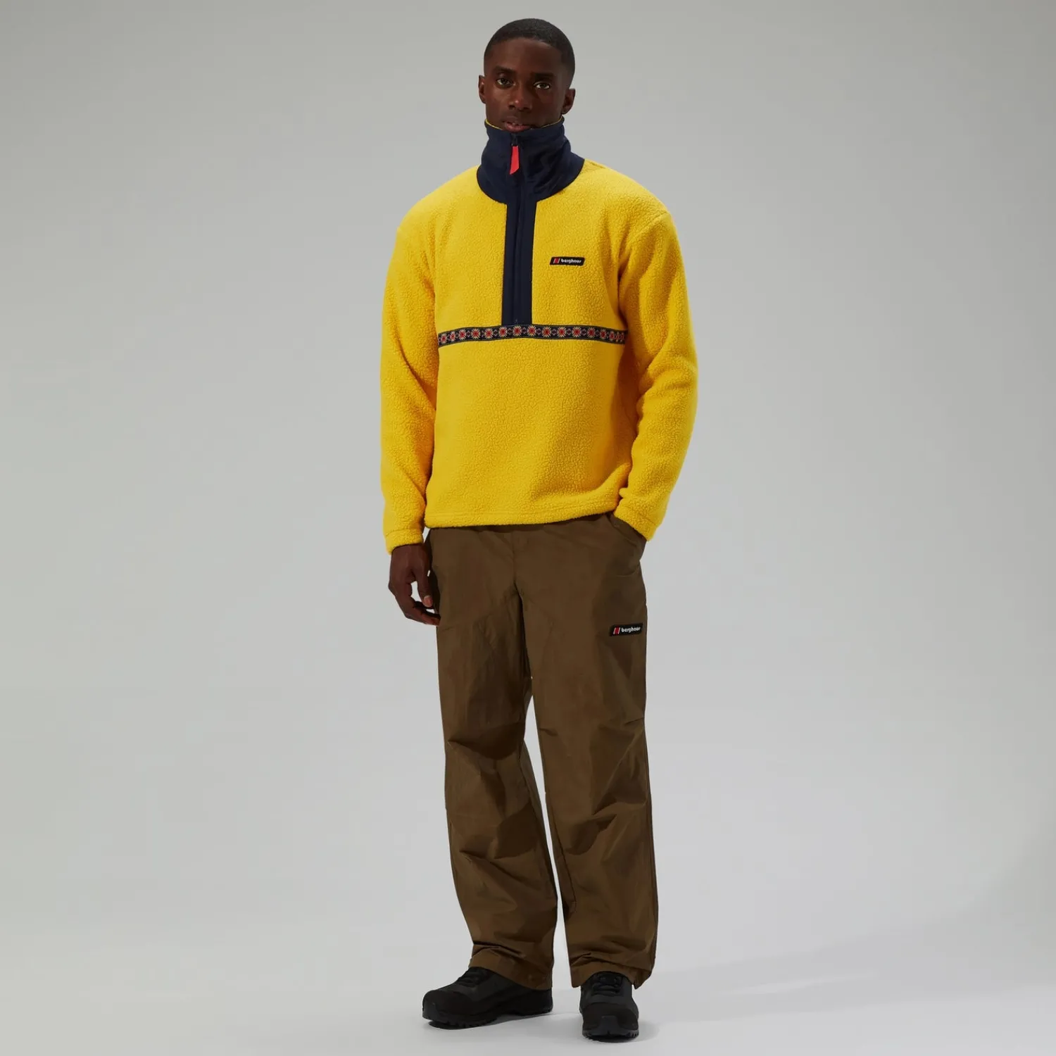 Berghaus Unisex Rhynie Aztec Half Zip Fleece - Yellow/Blue Fashion