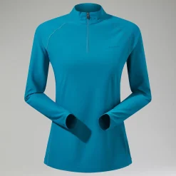 Berghaus Women's 24/7 Half Zip Long Sleeve Tech Tee - Turquoise Clearance