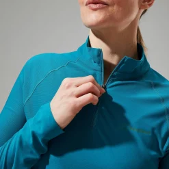 Berghaus Women's 24/7 Half Zip Long Sleeve Tech Tee - Turquoise Clearance