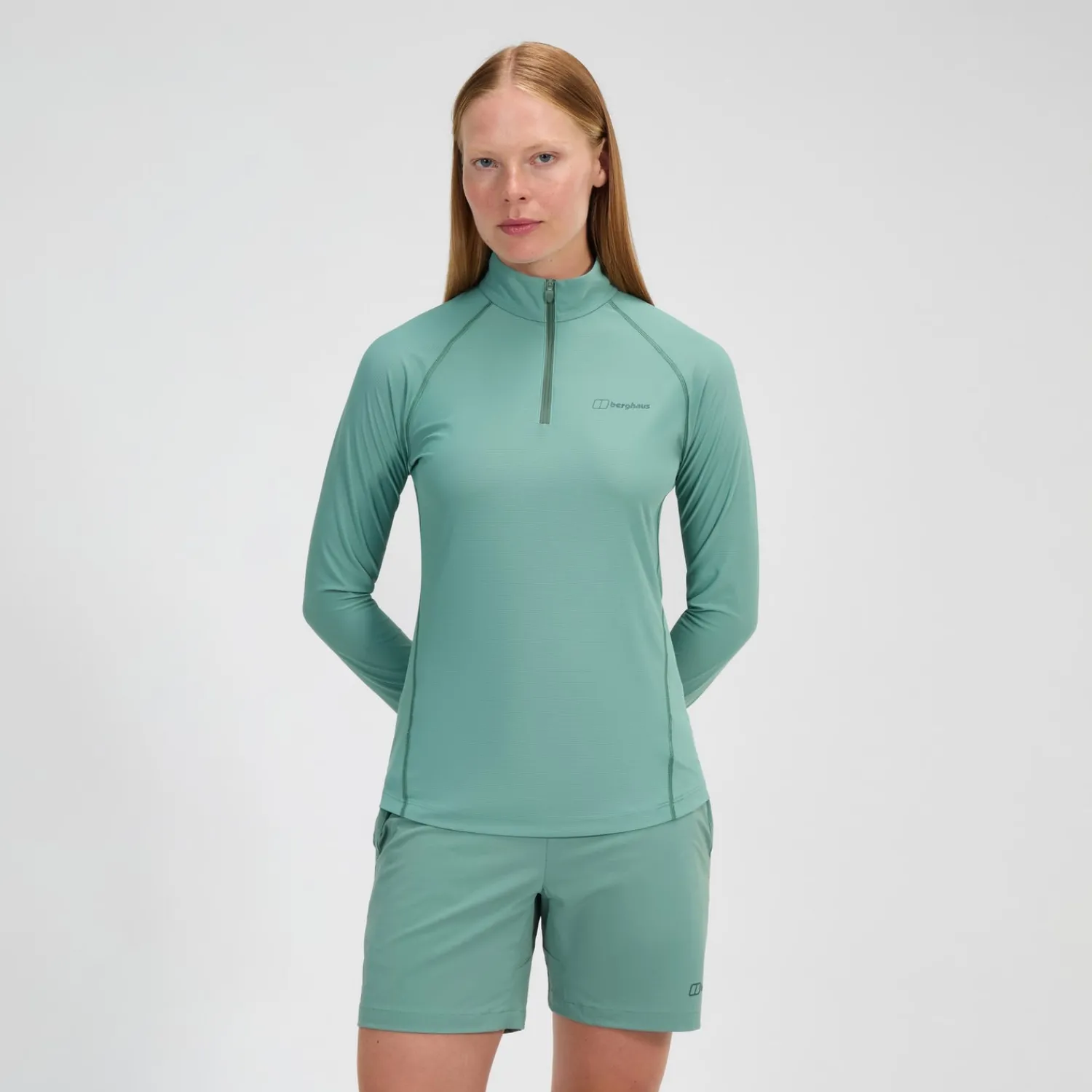 Berghaus Women's 24/7 Half Zip Long Sleeve Tech Tee - Green Best