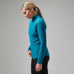 Berghaus Women's 24/7 Half Zip Long Sleeve Tech Tee - Turquoise Clearance