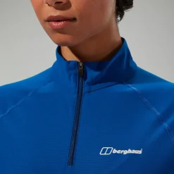 Berghaus Women's 247 Half Zip Long Sleeve Tech Tee - Blue Outlet