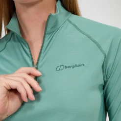 Berghaus Women's 24/7 Half Zip Long Sleeve Tech Tee - Green Best