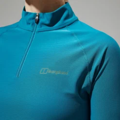 Berghaus Women's 24/7 Half Zip Long Sleeve Tech Tee - Turquoise Clearance