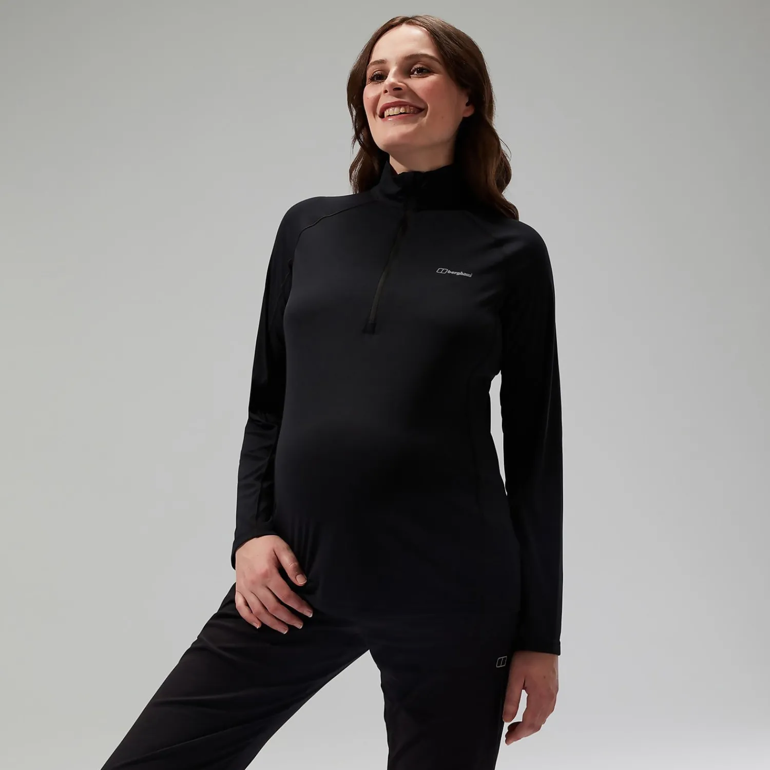 Berghaus Women's 24/7 Half Zip Maternity Long Sleeve Tech Tee Black Discount