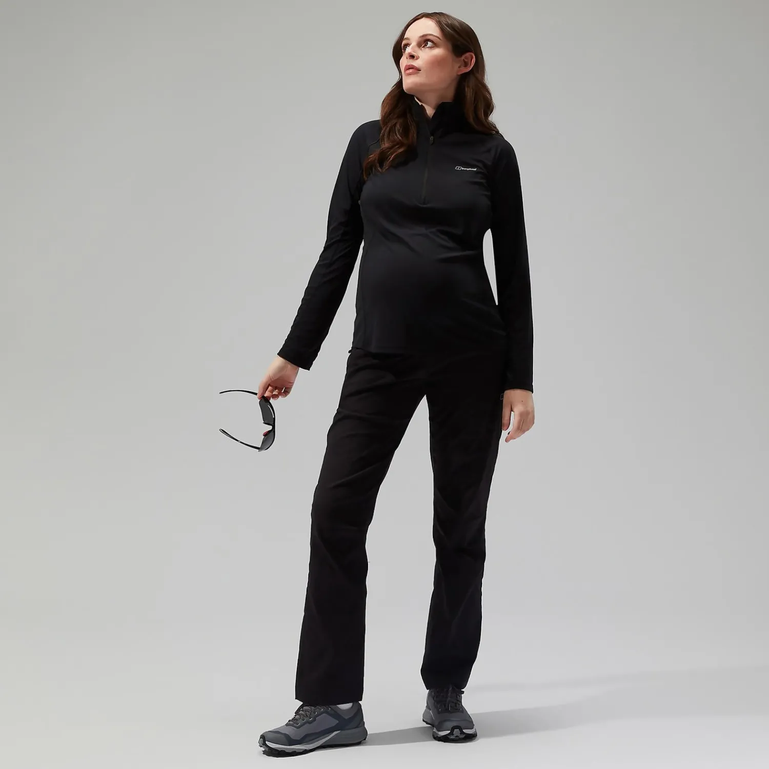 Berghaus Women's 24/7 Half Zip Maternity Long Sleeve Tech Tee Black Discount