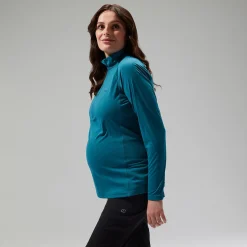 Berghaus Women's 24/7 Half Zip Maternity Long Sleeve Tech Tee - Turquoise Outlet