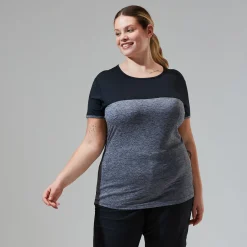 Berghaus Women's Voyager Tech Tee Short Sleeve Crew - Dark Grey / Black Online