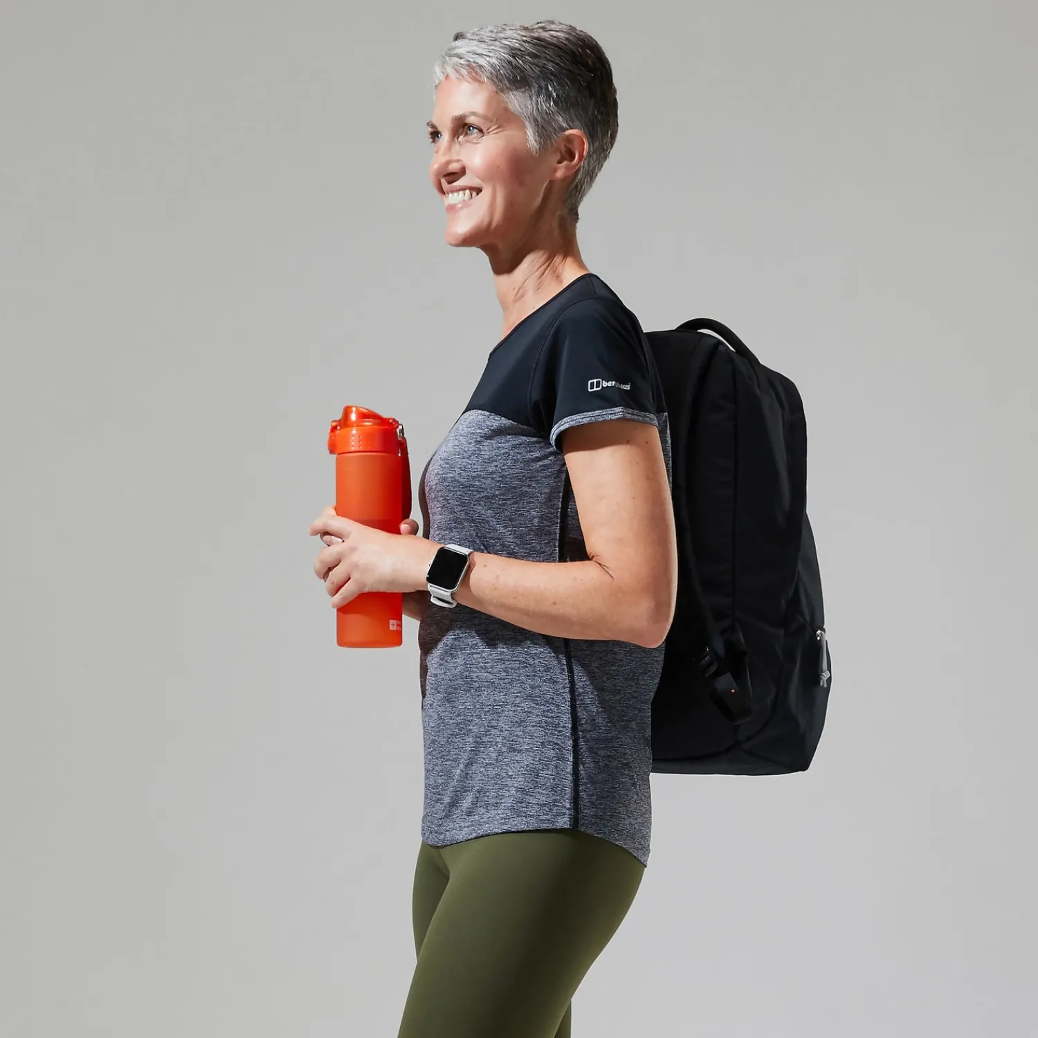 Berghaus Women's Voyager Tech Tee Short Sleeve Crew - Dark Grey / Black Online