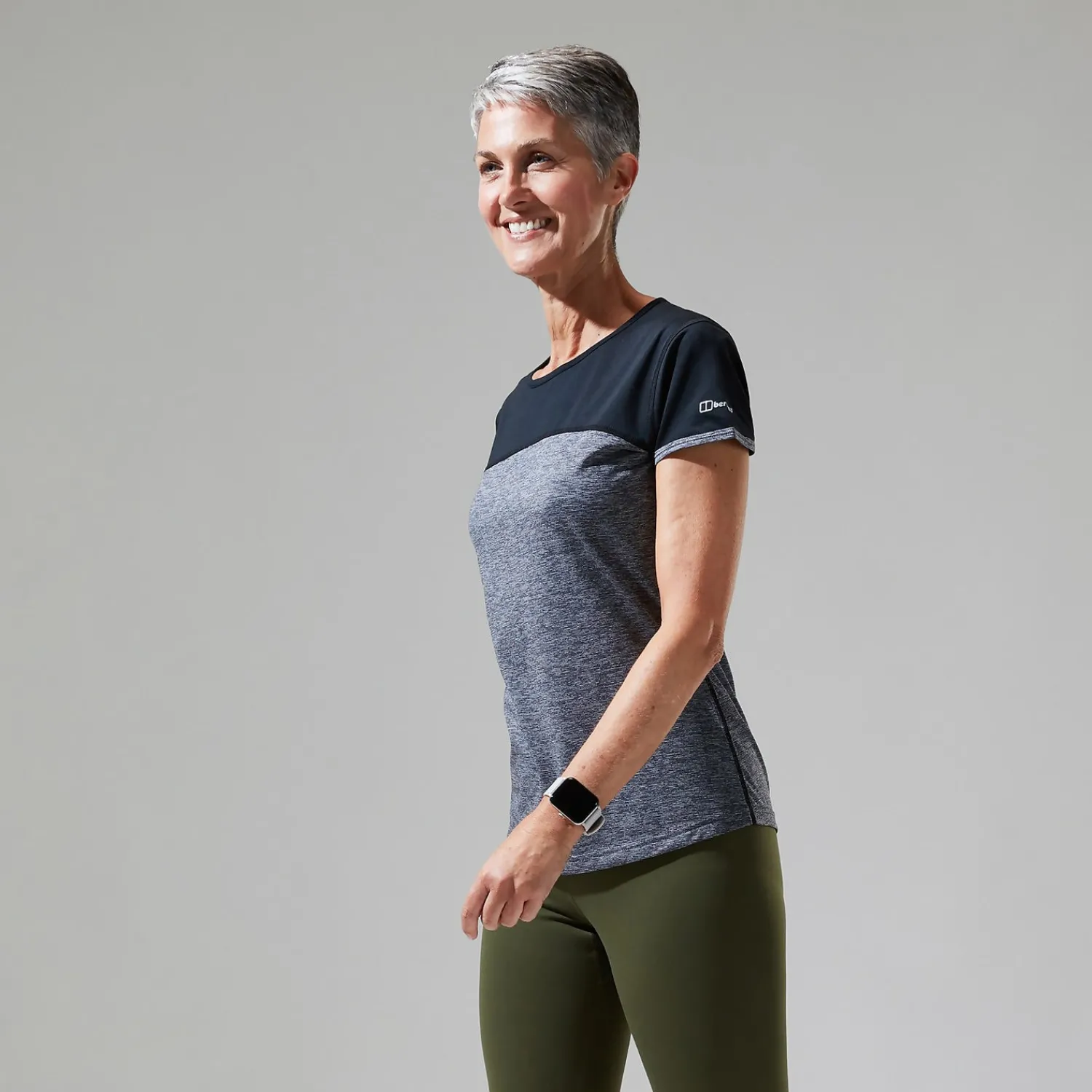 Berghaus Women's Voyager Tech Tee Short Sleeve Crew - Dark Grey / Black Online