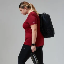 Berghaus Women's Voyager Tech Tee Super Stretch Crew - Dark Red Fashion